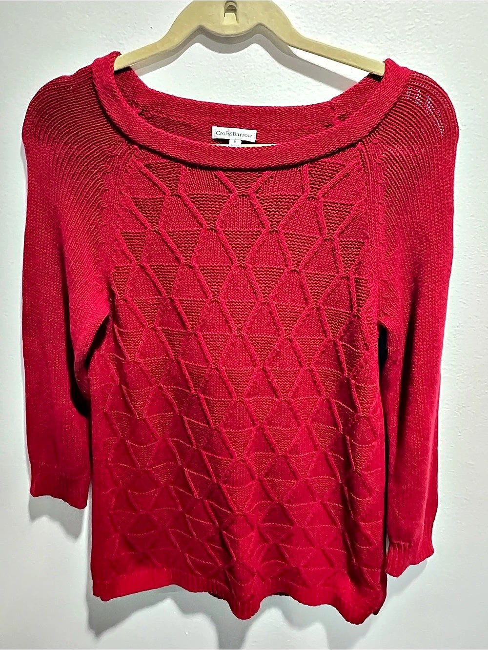 Croft & Barrow Geometric Knit Sweater in Red Size Medium